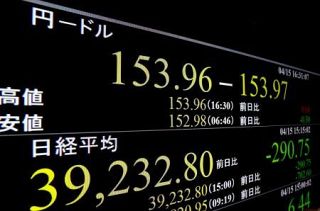 円安加速、１５４円に迫る　原油６日ぶり高値、中東情勢影響