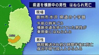 横断歩道で男性はねられ死亡　身元確認中　乗用車運転の男を逮捕　県道の十字路交差点＜岩手・奥州市＞