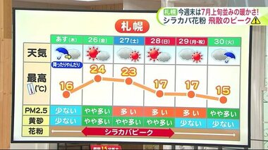 北海道【菅井さんの天気予報 4/24(水)】札幌 道内一の強風 最大瞬間風速25.3メートル観測 今夜は雨…週末はシラカバ花粉飛散ピークに