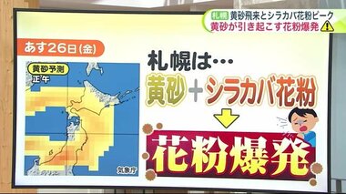 北海道【菅井さんの天気予報 4/25(木)】黄砂が引き起こす“花粉爆発”に注意！あすの外出はマスク着用で帰宅したらうがい・手洗い・顔洗いを