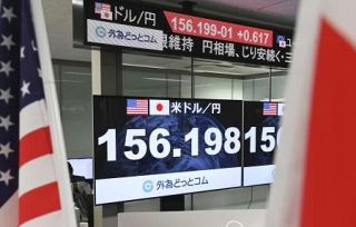 円安、３４年ぶり１５７円に迫る　日米金利差、当面続く見方