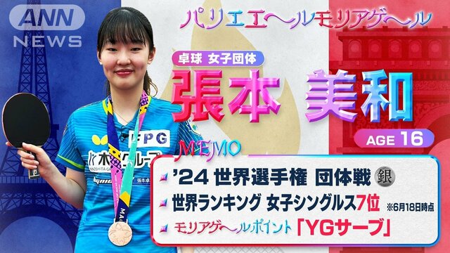 卓球・張本美和 兄・智和直伝「YGサーブ」で初の五輪へ 異名はダンシングクイーン!？