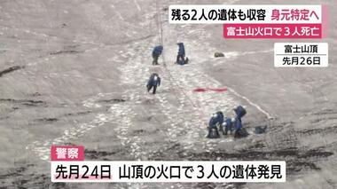 富士山火口で発見の遺体 残る2人も収容…いずれも男性で死後数カ月か 　静岡と山梨で行方不明届2件