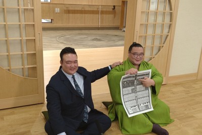 新入幕の白熊、後輩・大の里に「早く追いつきたい」　大相撲秋場所